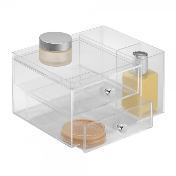 InterDesign CLARITY DRAWERS SIDE ORGANIZER Organizer-Kästchen 2 Schubladen Seitenfach durchsichtig 39260EU