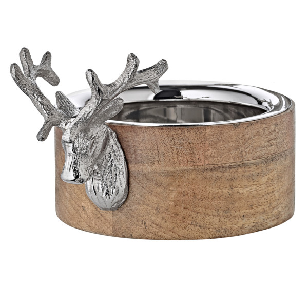 Edzard STAG MANGO WOOD BOWL/BOTTLE COASTER VINEDEER Hirsch Schale Flaschenuntersetzer, Mangoholz