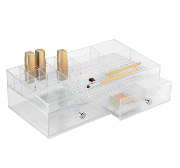 InterDesign CLARITY Kosmetik-Organizer breit 2 Schubladen durchsichtig 37460EU