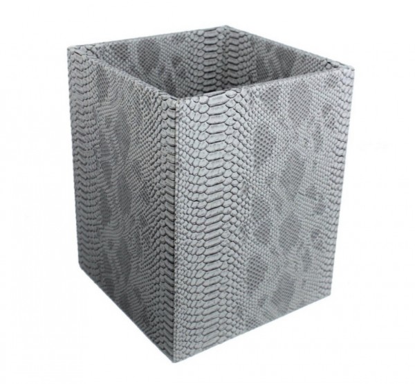 Signature Home Collection PYTHON WASTEPAPER BASKET Reptiloptik-Papierkorb, silbergrau