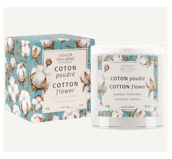 Panier des Sens COTTON FLOWER SCENTED CANDLE Baumwollblüte Duftkerze im Glas 275 g