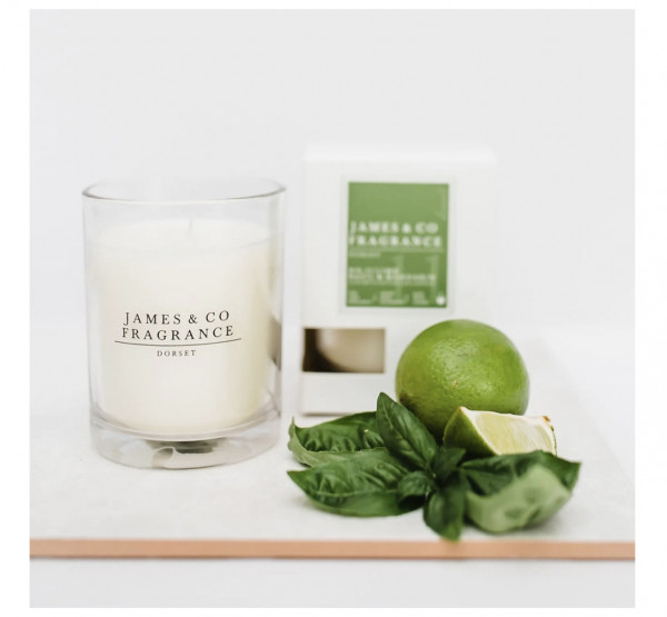 James & Co NO.11 LIME & BASIL LUXURY SCENTED JAR CANDLE Duftkerze im Glas