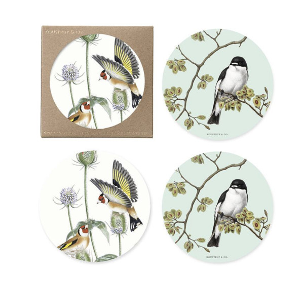 Koustrup & Co GARDEN BIRDS COASTERS Untersetzer, rund Ø 9 cm, 4er Set