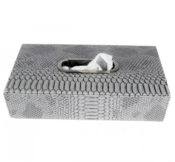 Signature Home Collection PYTHON TISSUE BOX HOLDER Reptiloptik-Taschentuchbox-Hülle, silbergrau