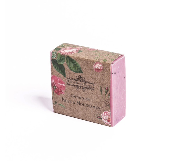 The Great British Garden Company ROSE & POPPY SEEDS GARDENERS' SOAP BAR Rose Mohnsamen Gärtnerseife 100g