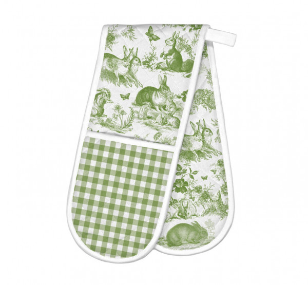 Michel Design Works BUNNY TOILE DOUBLE OVEN GLOVE Doppel-Ofenhandschuhe