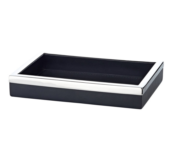 Edzard SCOTT TRAY Tablett Taschenleerer stahl mit kunstlederbezug 20 x 14 cm