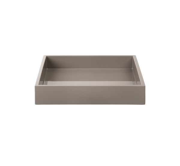 mojoo LUX SMALL TRAY Lacktablett, warm grey rechteckig 19 x 19 x 3,5 cm