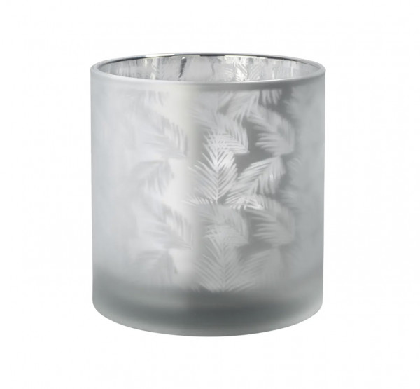 Sompex AWHIA M FERN GLASS LANTERN / VASE Farn Glas-Windlicht / Vase Ø15 x 15 cm weiss/silber